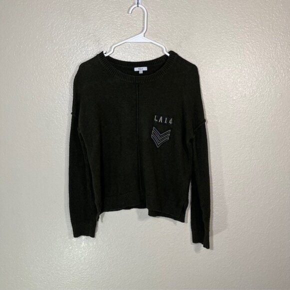 Rails Sweater Womens Small Stafford Olive Cotton Cashmere Military Embroidered - Picture 1 of 6